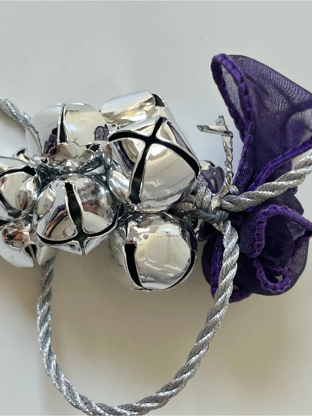 Pottery Barn Silver Jingle Bell Garland and Door Hanger